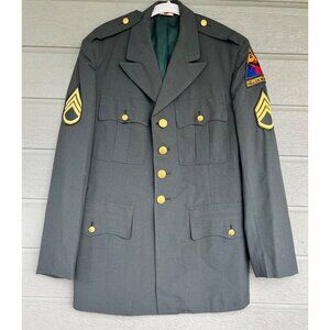 Vintage 1970s U.S. Army Class A Dress Green Jacket 39R Hell On Wheels E5 2nd AD